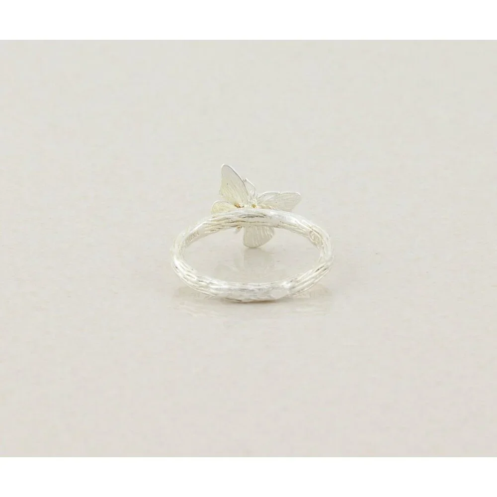 Sterling Silver Textured Butterfly Ring Size 8 1/4 - Picture 6 of 7